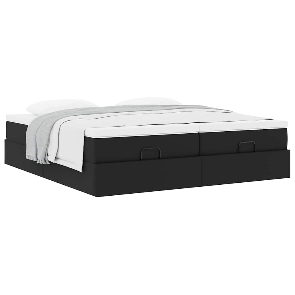 Cadre de lit ottoman avec matelas noir 200x200 cm similicuir - XIOS