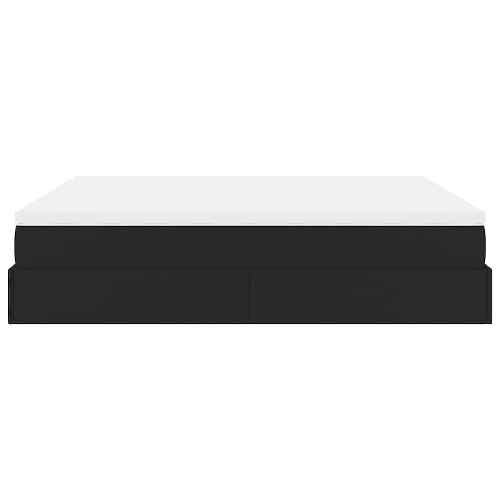 Cadre de lit ottoman avec matelas noir 200x200 cm similicuir - XIOS
