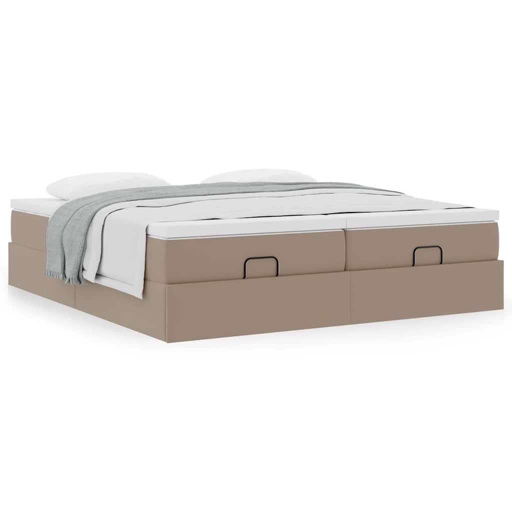 Cadre de lit ottoman et matelas cappuccino 200x200cm similicuir - XIOS