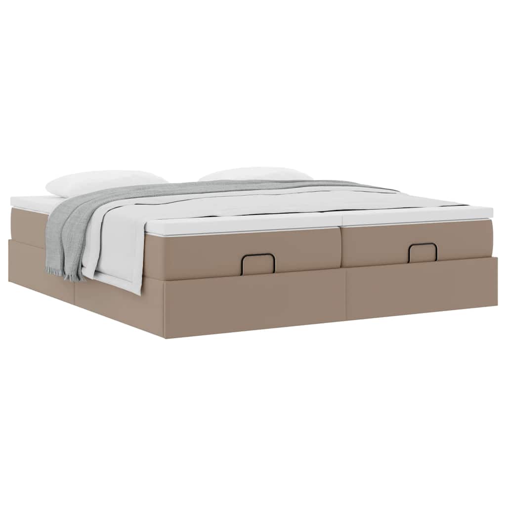 Cadre de lit ottoman et matelas cappuccino 200x200cm similicuir - XIOS