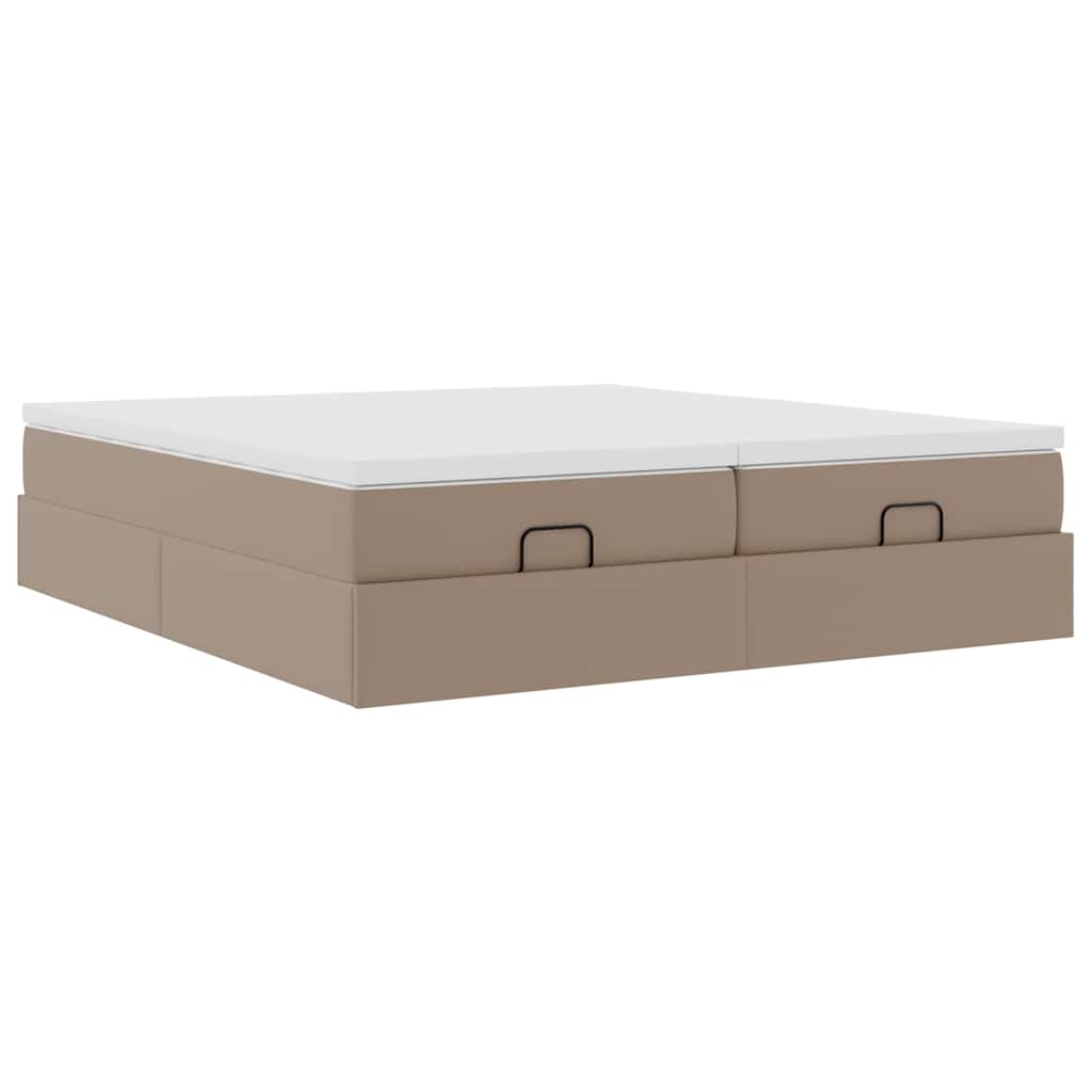 Cadre de lit ottoman et matelas cappuccino 200x200cm similicuir - XIOS