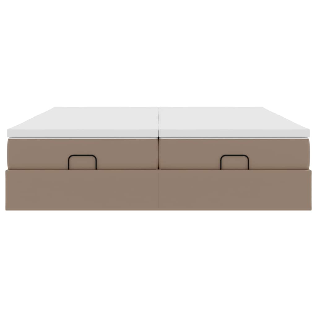 Cadre de lit ottoman et matelas cappuccino 200x200cm similicuir - XIOS