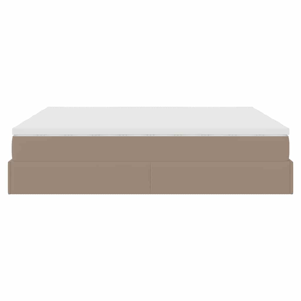 Cadre de lit ottoman et matelas cappuccino 200x200cm similicuir - XIOS