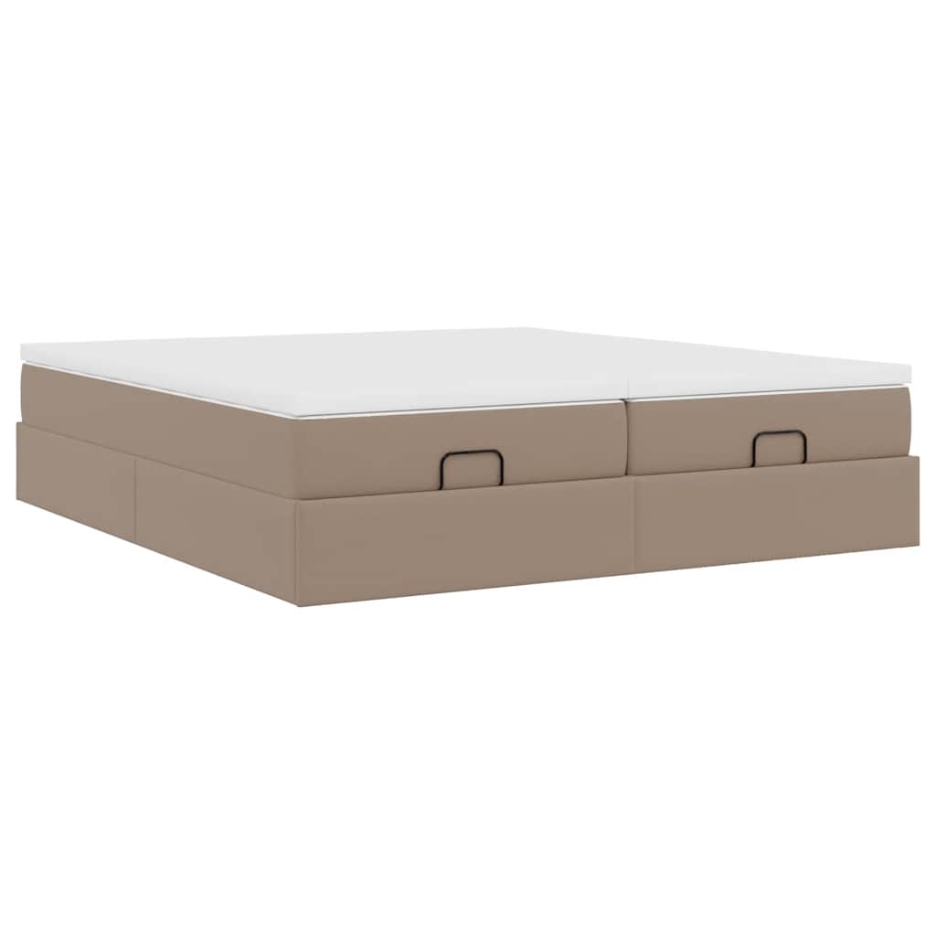 Cadre de lit ottoman et matelas cappuccino 200x200cm similicuir - XIOS