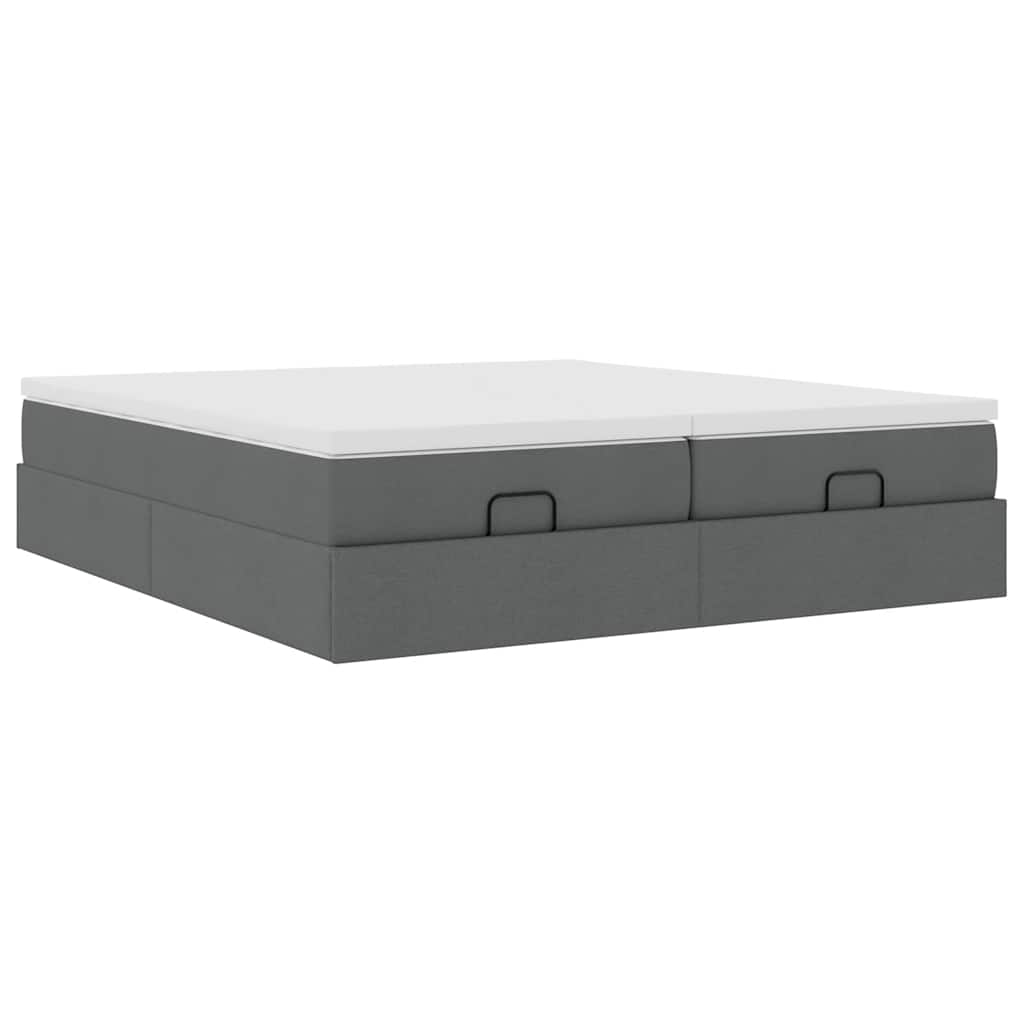 Cadre de lit ottoman avec matelas gris foncé 160x200cm tissu - XIOS