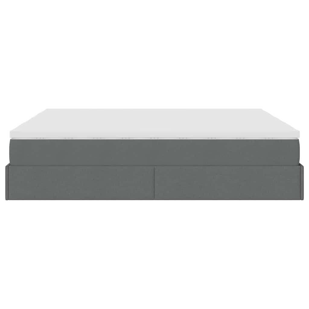 Cadre de lit ottoman avec matelas gris foncé 160x200cm tissu - XIOS