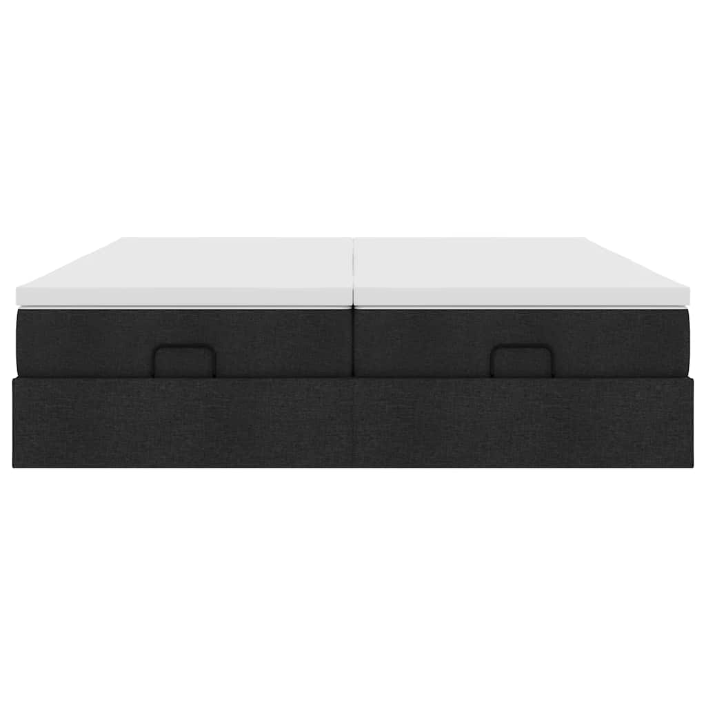 Cadre de lit ottoman avec matelas noir 160x200 cm tissu - XIOS