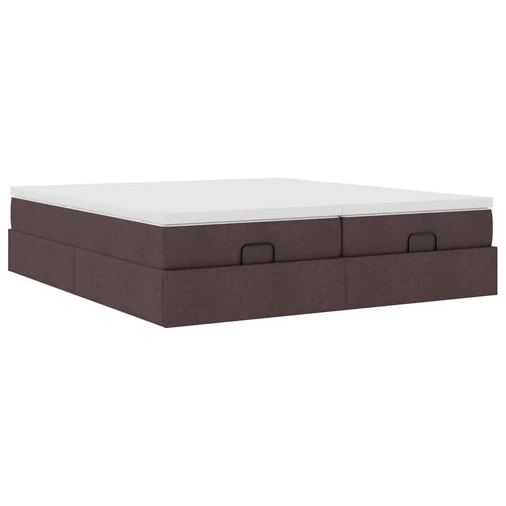 Cadre de lit ottoman avec matelas marron foncé 160x200 cm tissu - XIOS