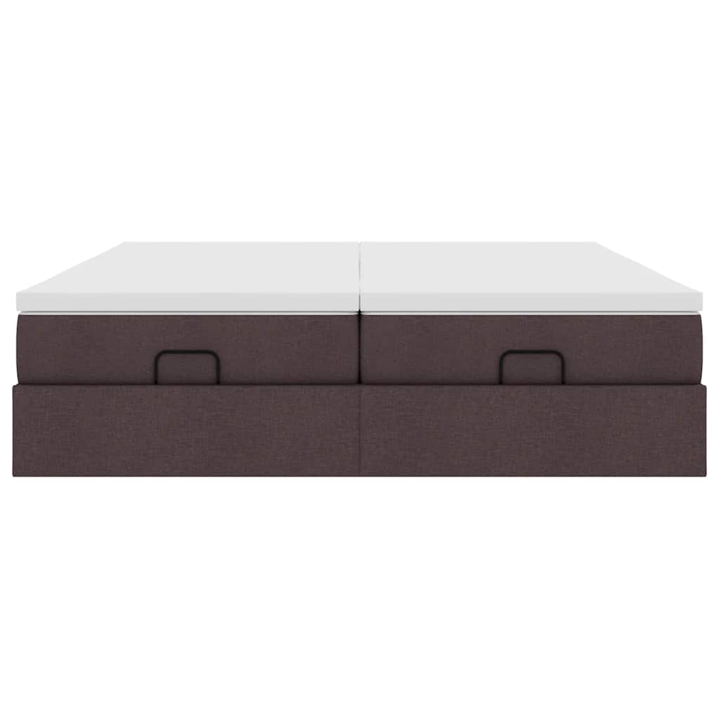 Cadre de lit ottoman avec matelas marron foncé 160x200 cm tissu - XIOS
