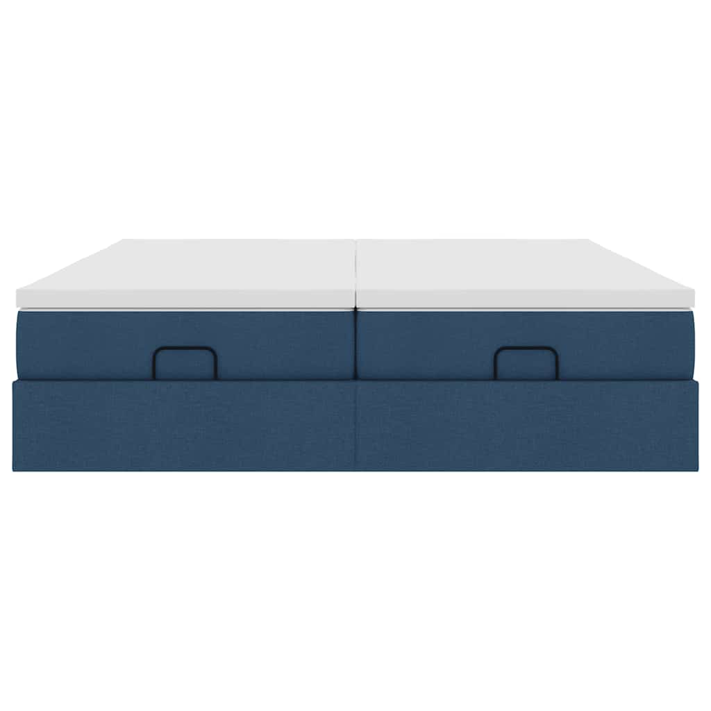 Cadre de lit ottoman avec matelas bleu 160x200 cm tissu - XIOS