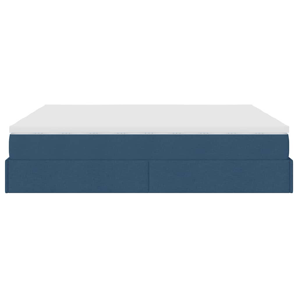 Cadre de lit ottoman avec matelas bleu 160x200 cm tissu - XIOS