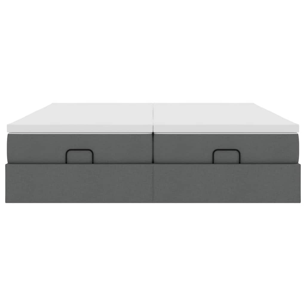 Cadre de lit ottoman avec matelas gris foncé 180x200cm tissu - XIOS