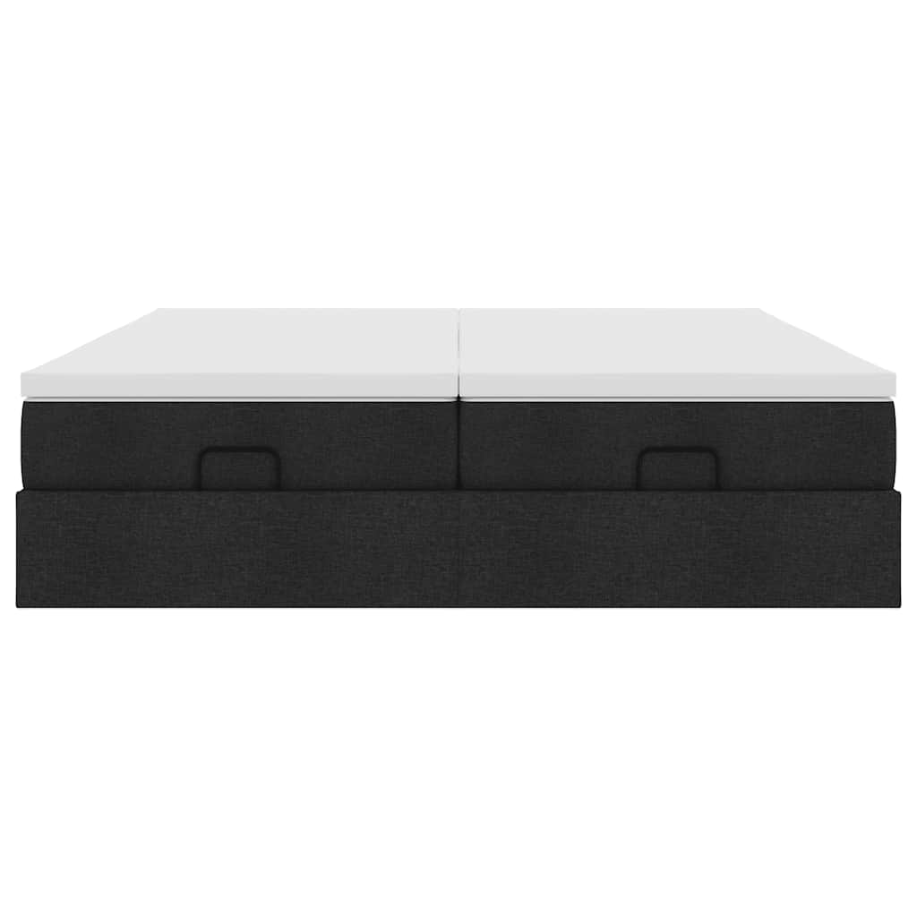 Cadre de lit ottoman avec matelas noir 180x200cm tissu - XIOS
