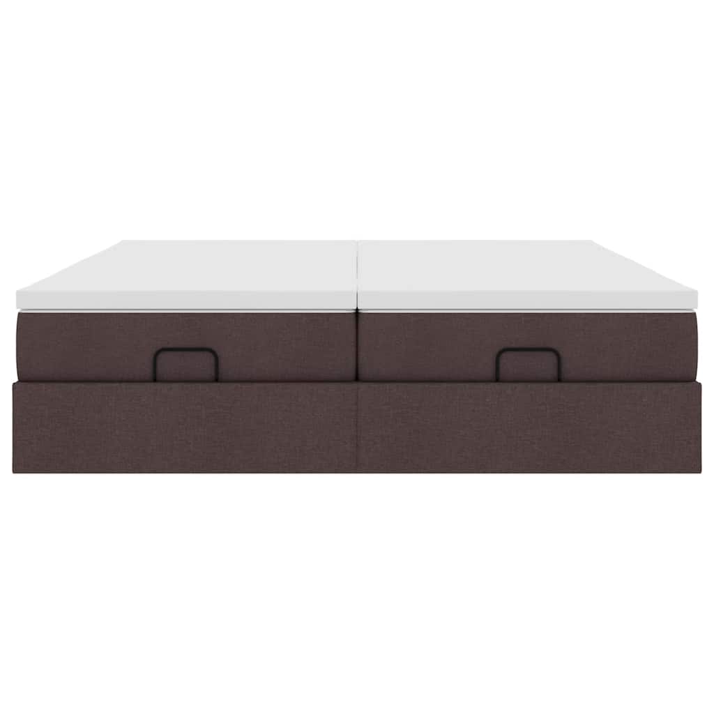 Cadre de lit ottoman avec matelas marron foncé 180x200 cm tissu - XIOS