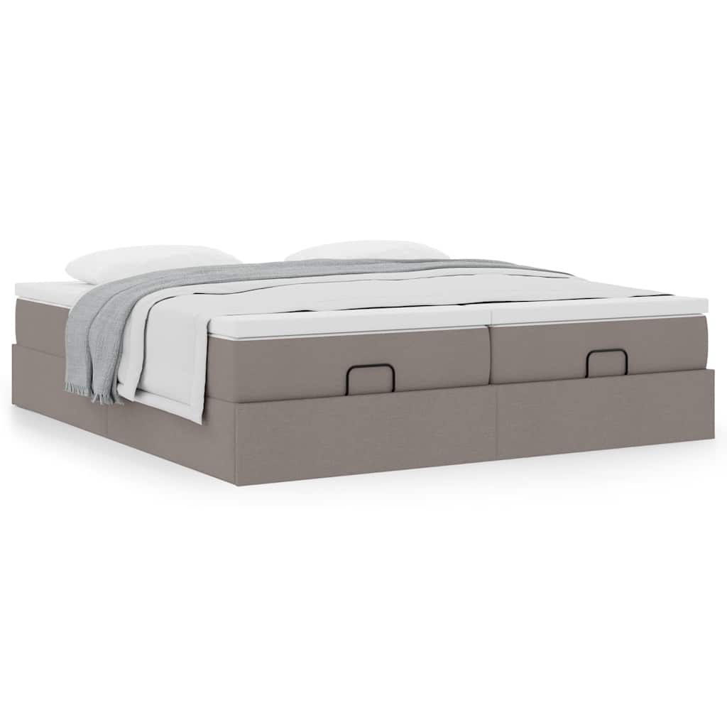 Cadre de lit ottoman avec matelas taupe 180x200 cm tissu - XIOS