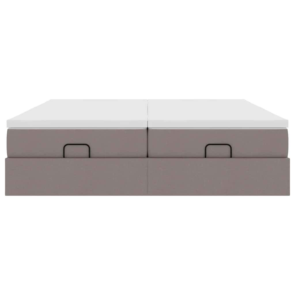 Cadre de lit ottoman avec matelas taupe 180x200 cm tissu - XIOS
