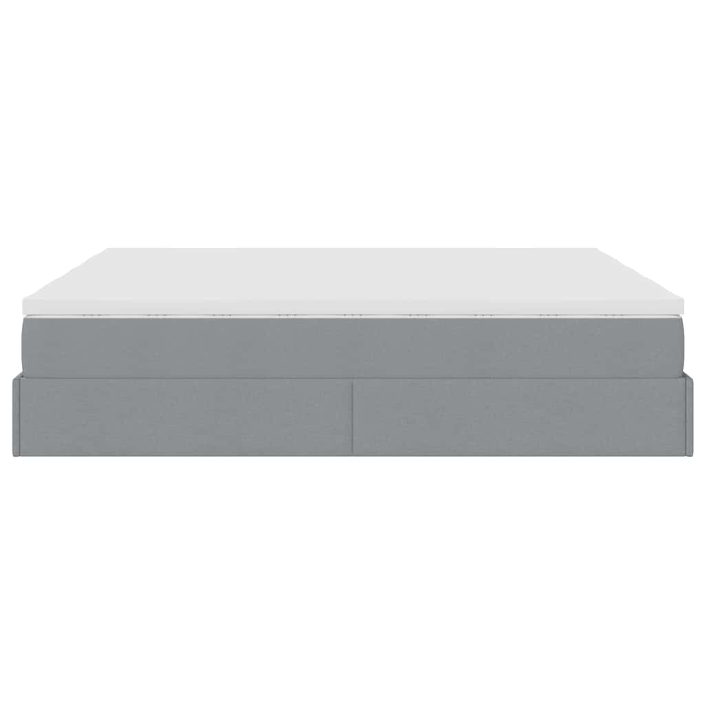 Cadre de lit ottoman et matelas gris clair 200x200cm tissu - XIOS