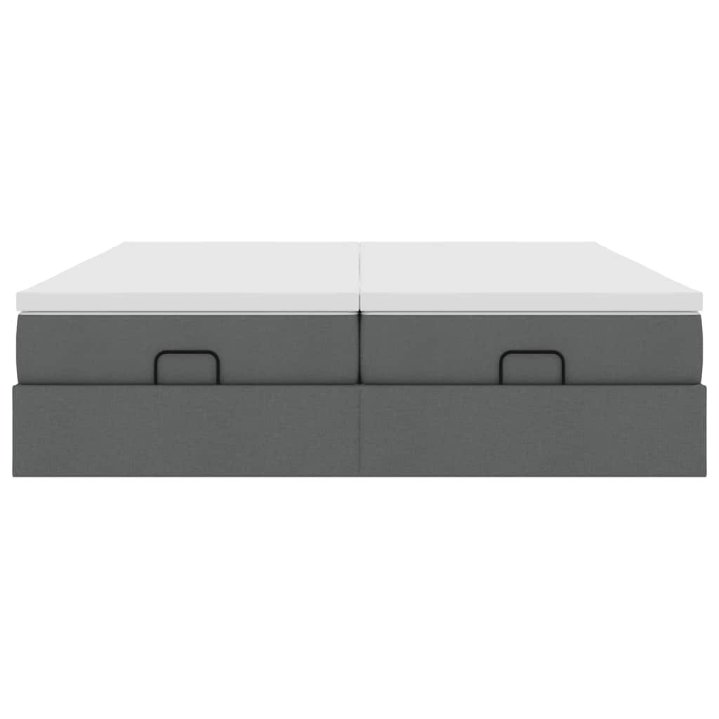 Cadre de lit ottoman avec matelas gris foncé 200x200cm tissu - XIOS