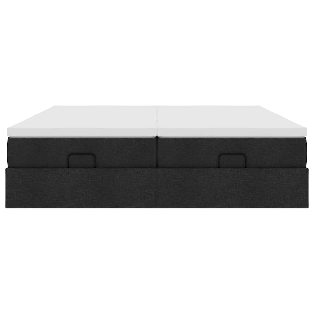 Cadre de lit ottoman avec matelas noir 200x200cm tissu - XIOS
