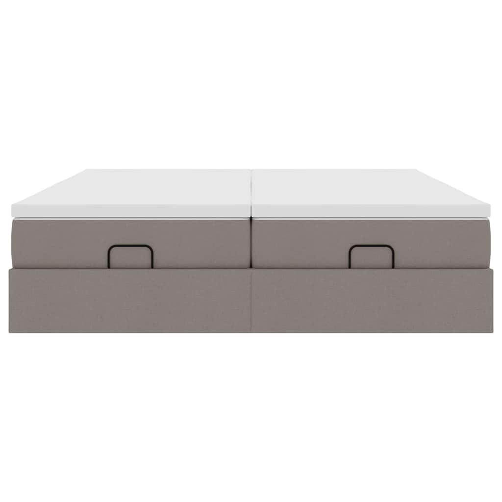 Cadre de lit ottoman avec matelas taupe 200x200cm tissu - XIOS