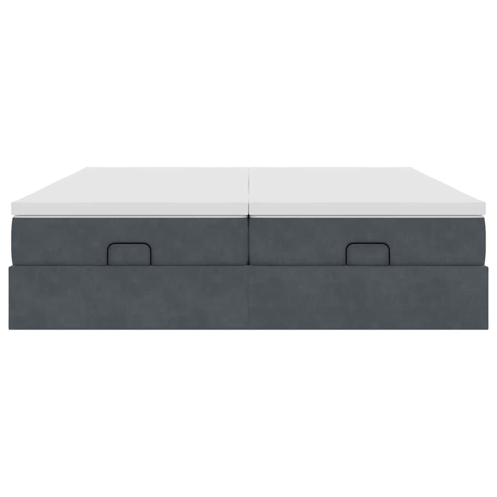 Cadre de lit ottoman avec matelas gris foncé 160x200cm velours - XIOS