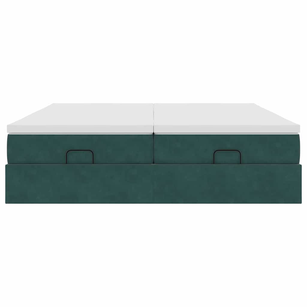 Cadre de lit ottoman avec matelas vert foncé 160x200 cm velours - XIOS