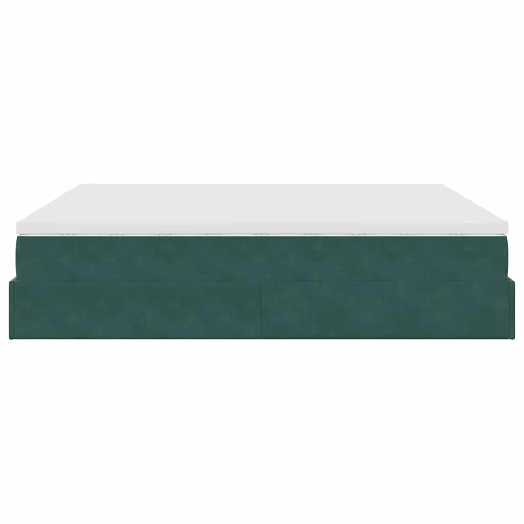 Cadre de lit ottoman avec matelas vert foncé 160x200 cm velours - XIOS