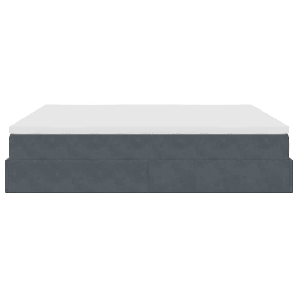 Cadre de lit ottoman avec matelas gris foncé 180x200cm velours - XIOS