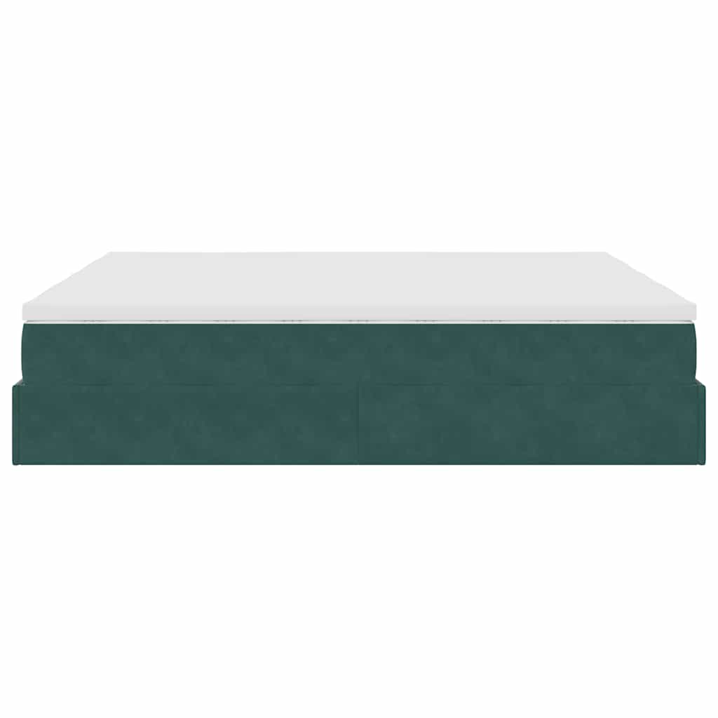 Cadre de lit ottoman avec matelas vert foncé 180x200cm velours - XIOS