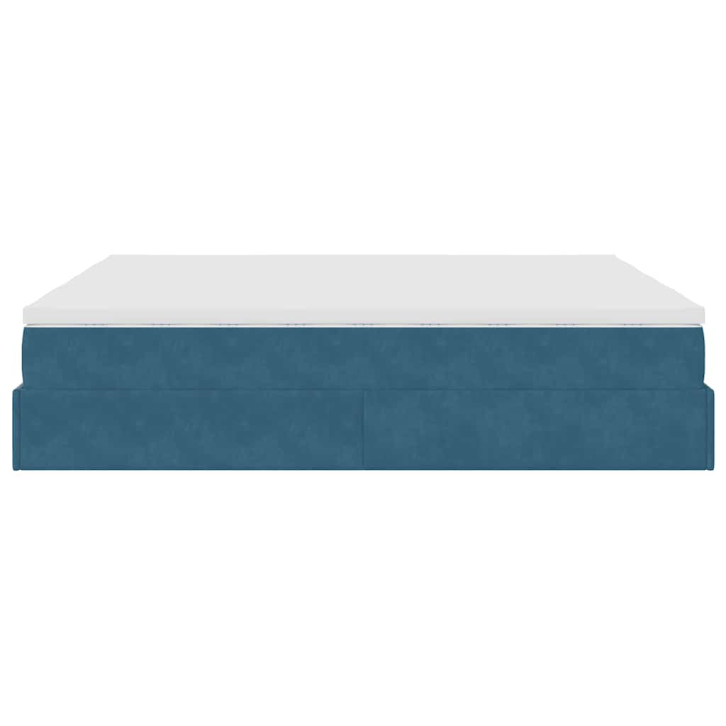 Cadre de lit ottoman avec matelas bleu foncé 180x200 cm velours - XIOS