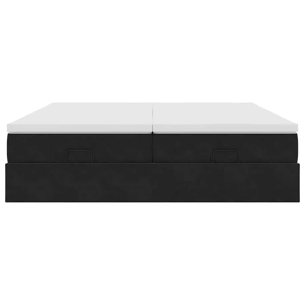 Cadre de lit ottoman avec matelas noir 200x200cm velours - XIOS