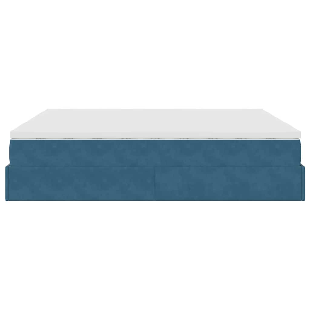 Cadre de lit ottoman avec matelas bleu foncé 200x200 cm velours - XIOS