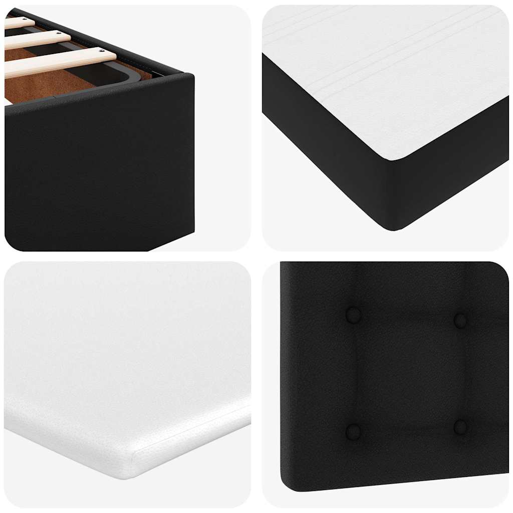 Lit ottoman avec matelas noir 90x190 cm similicuir