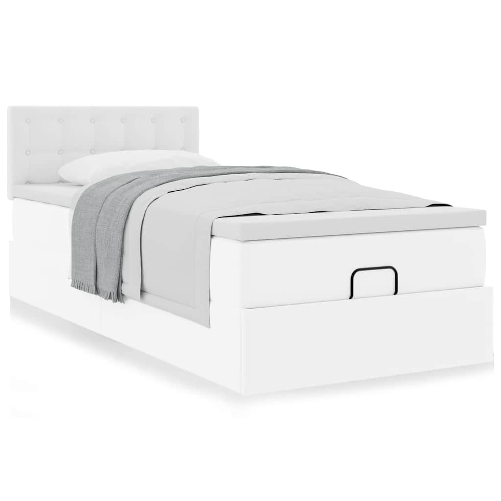 Lit ottoman avec matelas blanc 90x190 cm similicuir - XIOS