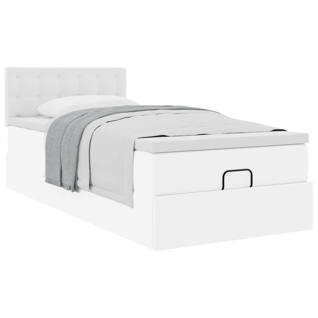 Lit ottoman avec matelas blanc 90x190 cm similicuir - XIOS