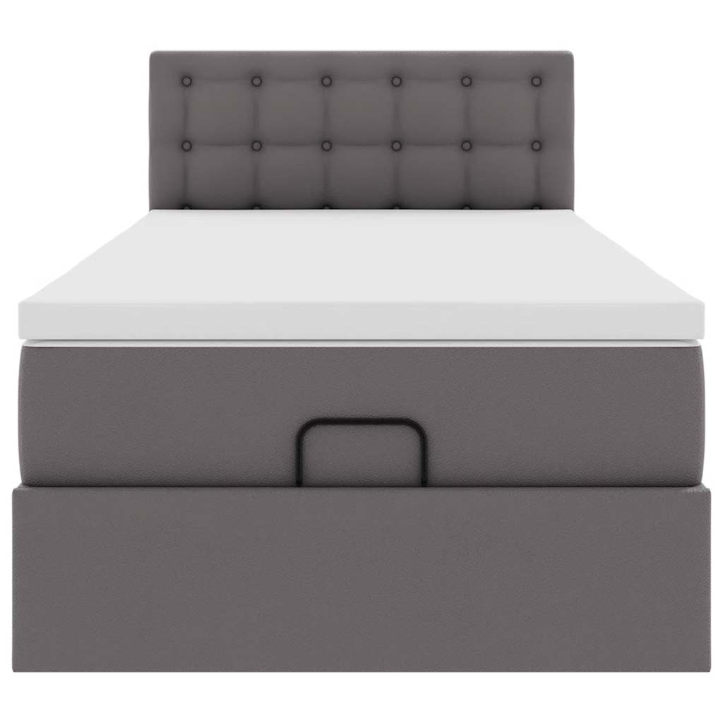 Lit ottoman avec matelas gris 90x190 cm similicuir - XIOS