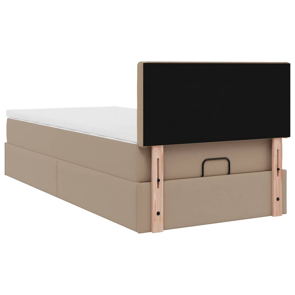 Lit ottoman et matelas cappuccino 90x200 cm similicuir - XIOS