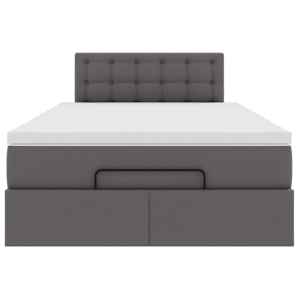 Cadre de lit ottoman avec matelas gris 120x190 cm similicuir - XIOS