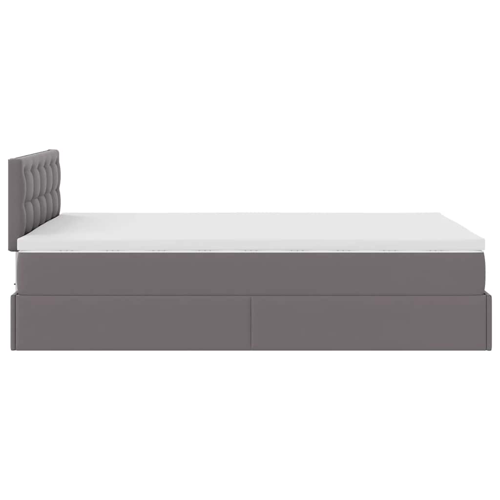 Cadre de lit ottoman avec matelas gris 120x190 cm similicuir - XIOS