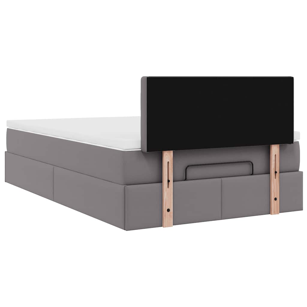 Cadre de lit ottoman avec matelas gris 120x190 cm similicuir - XIOS