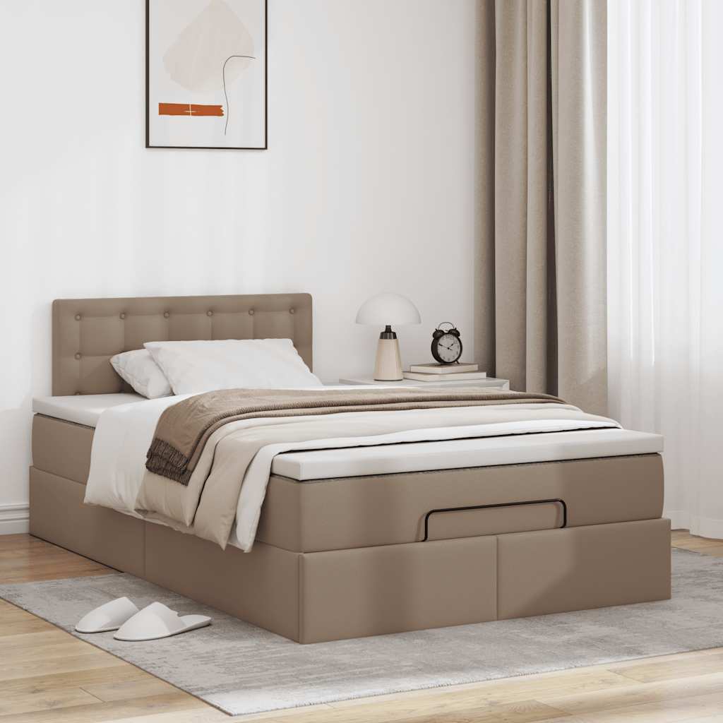Cadre de lit ottoman et matelas cappuccino 120x190cm similicuir - XIOS