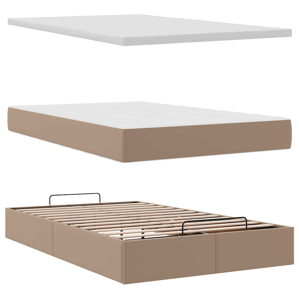 Cadre de lit ottoman et matelas cappuccino 120x190cm similicuir - XIOS