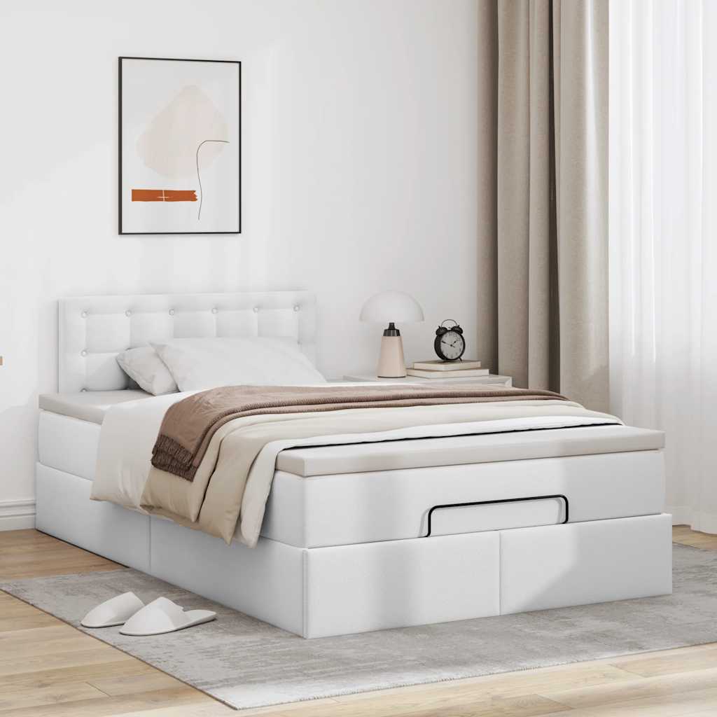 Cadre de lit ottoman avec matelas blanc 120x200 cm similicuir - XIOS