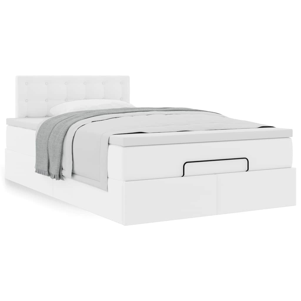 Cadre de lit ottoman avec matelas blanc 120x200 cm similicuir - XIOS