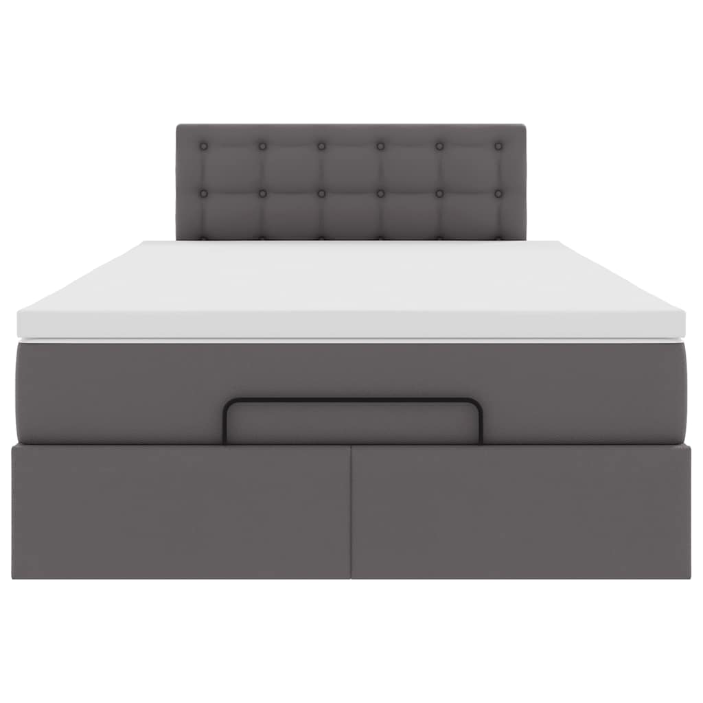 Cadre de lit ottoman avec matelas gris 120x200 cm similicuir - XIOS