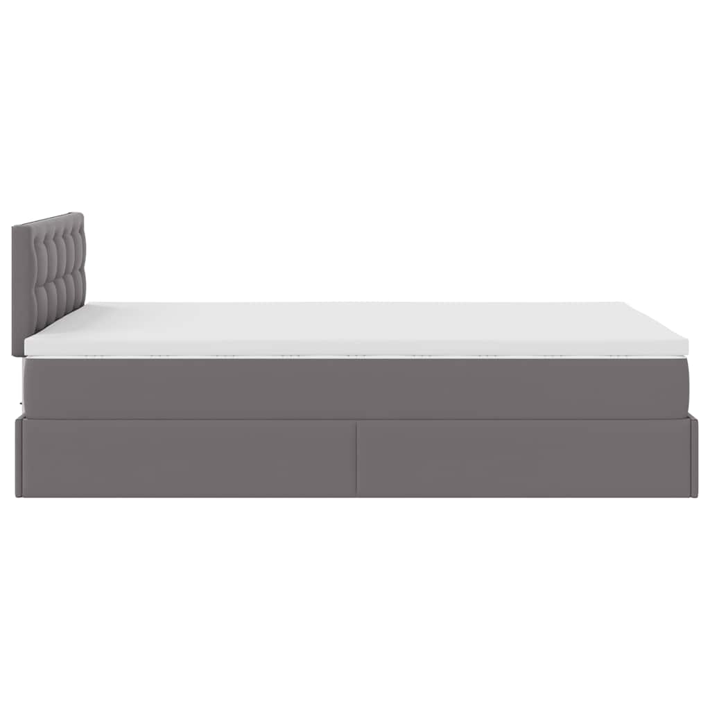 Cadre de lit ottoman avec matelas gris 120x200 cm similicuir - XIOS