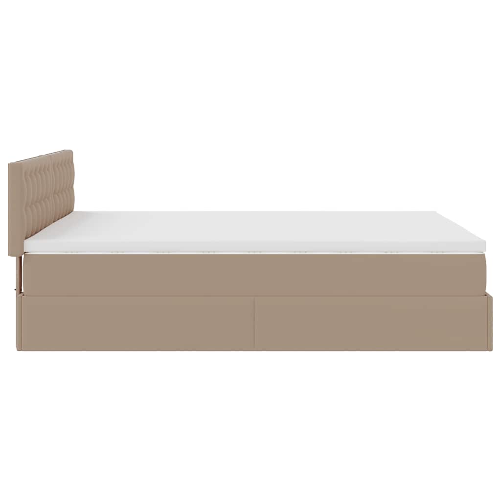 Cadre de lit ottoman et matelas cappuccino 140x190cm similicuir - XIOS
