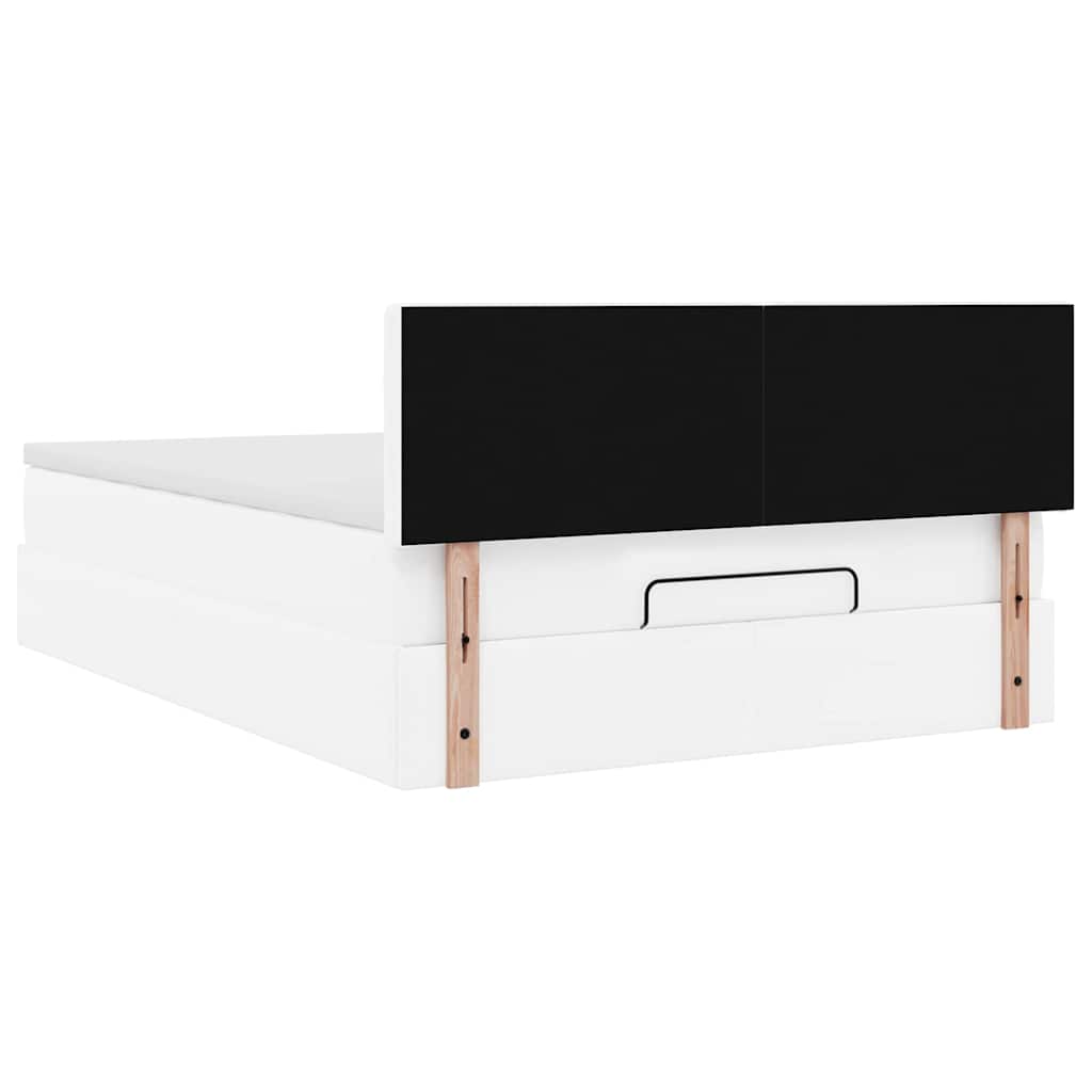 Cadre de lit ottoman avec matelas blanc 140x200 cm similicuir
