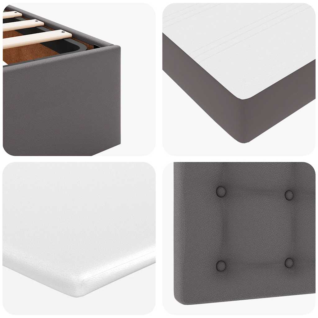 Cadre de lit ottoman avec matelas gris 140x200 cm similicuir