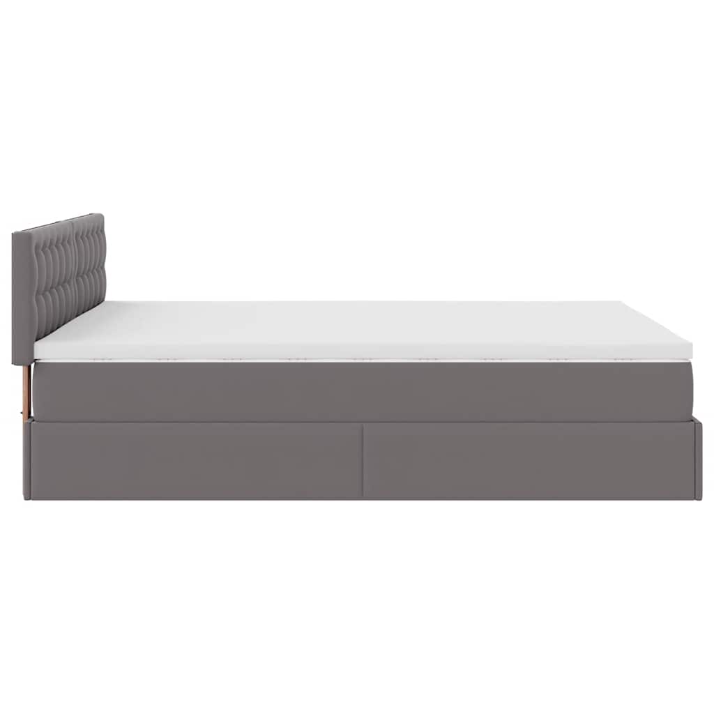 Cadre de lit ottoman avec matelas gris 140x200 cm similicuir - XIOS